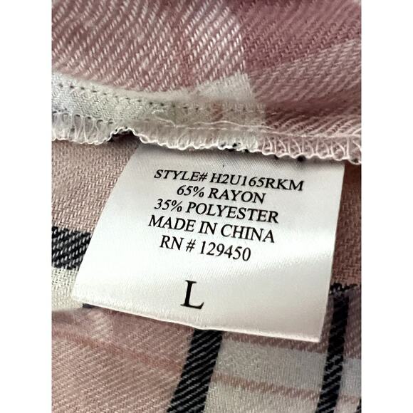 Como Blu women's size L shirt flannel pink plaid button-up peplum back cozycore - Picture 8 of 9